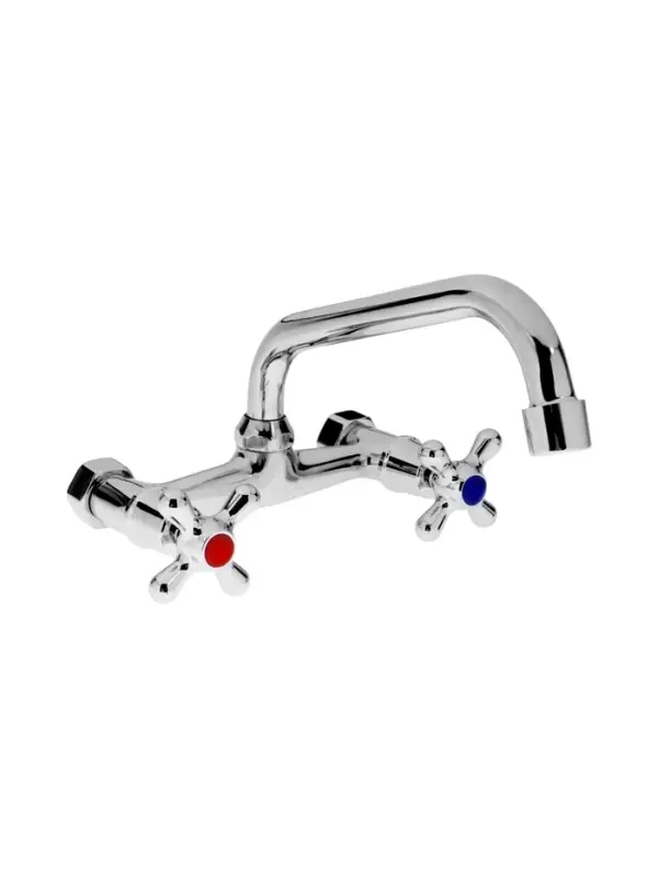 Смеситель для кухни ZEIN Z2485, настенный, излив 20 см, кран-букса латунь 1/2", хром