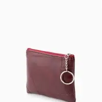 Кошелёк-монетница на молнии, однотонный, 15&times;0.5&times;11 см, бордовый