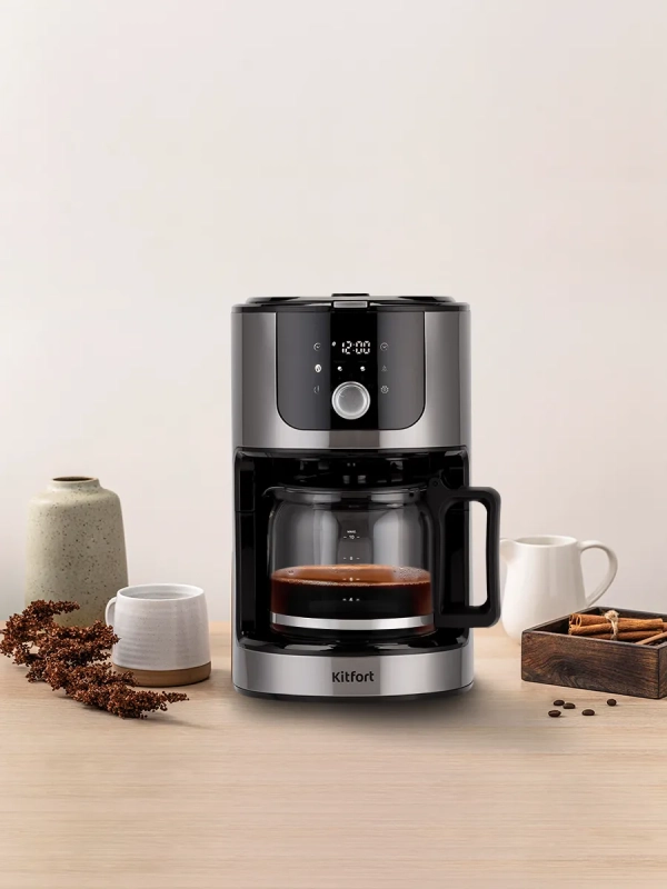 Кофемашина капельная с встроенной кофемолкой КТ-782 1050 Вт