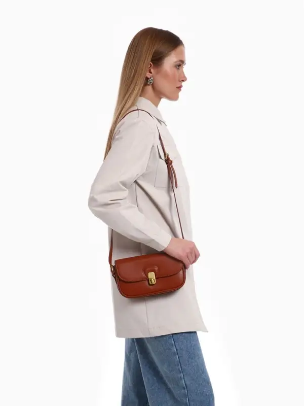 Сумка женская багет TEXTURA на молнии, 21&times;6&times;11 см, коричневая