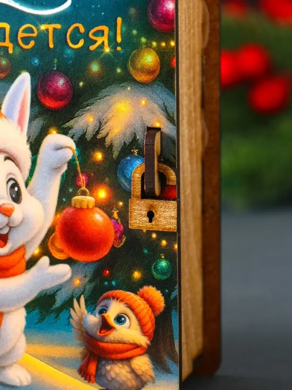 Новогодняя копилка-шкатулка "Желание сбудется" 14х12х5 см