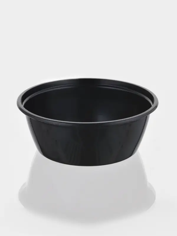 Контейнер одноразовый с крышкой, 530 мл, круглый, пластик, чёрный