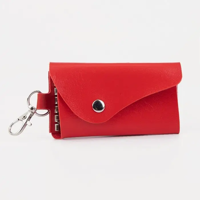 Ключница на кнопке, длина 10.5 см, 7 карабинов, цвет красный Ключница на кнопке, длина 10.5 см, 7 карабинов, цвет красный