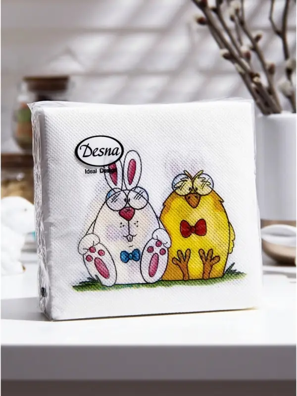 Салфетки пасхальные бумажные &laquo;Сладкая парочка&raquo;, 1 слой, 24х24 см, 40 шт