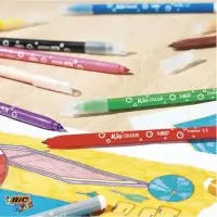 Фломастеры 12 цветов BIC Kid Couleur, детские, смываемые, среднее письмо