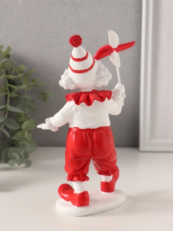 Сувенир полистоун Сувенир полистоун "Клоун с ветерком" красно-белый 10х7х18,5 см