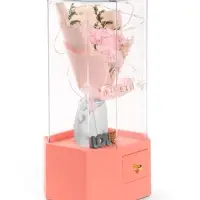 Шкатулка декоративная &laquo;Роза Love&raquo;, с подсветкой, 3хААА,, LN1445, 10&times;10&times;20.5 см, розовая