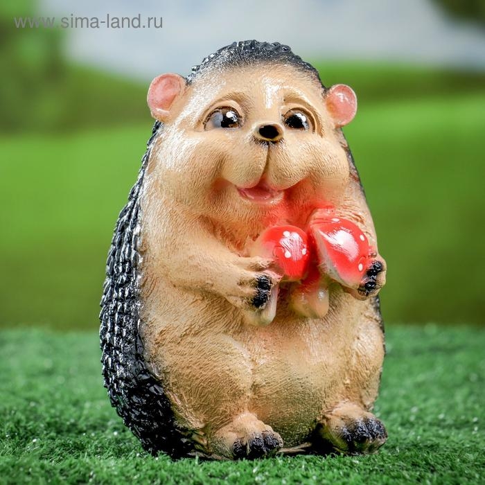 Садовая фигура  Садовая фигура "Ёжик с мухомором" 15,5см