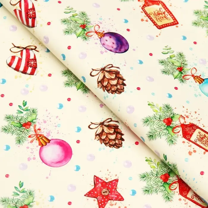 Бумага упаковочная новогодняя глянцевая «Шарики», 50×70 см