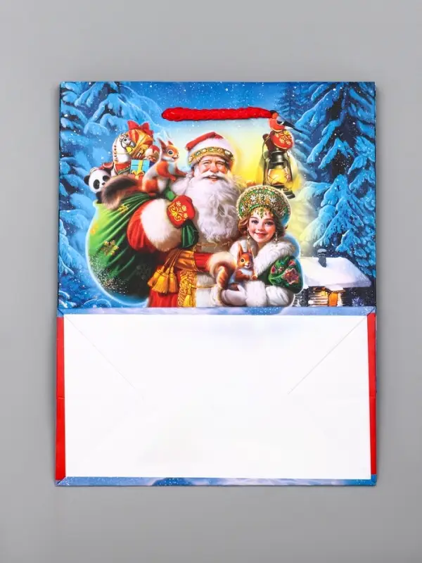 Пакет подарочный новогодний ламинированный, «Дед Мороз с подарками» , 18×10×22.3 см Пакет подарочный новогодний ламинированный, «Дед Мороз с подарками» , 18×10×22.3 см