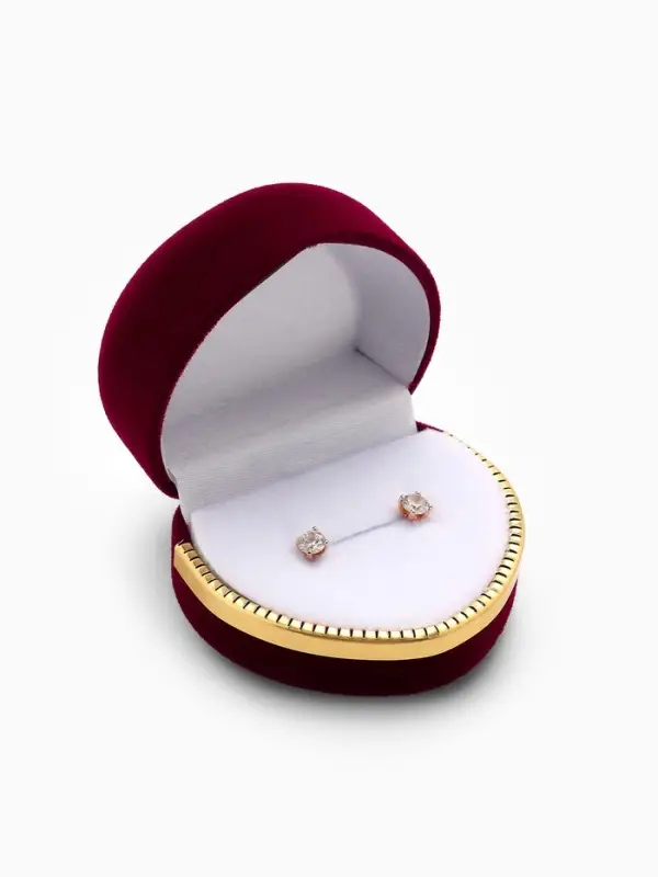 Футляр под кольцо, серьги &laquo;Сердце&raquo;, бархатный, 4&times;5 см, бордовый с золотом