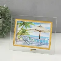 Фоторамка стекло 10х15 см "Золотой кант" горизонтальная 20х14,5 см