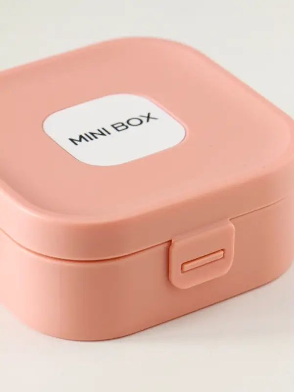 Шкатулка пластик для украшений с зеркалом, с ручкой 3 ячейки, 3 полосы, персик 9х9х3,8 см