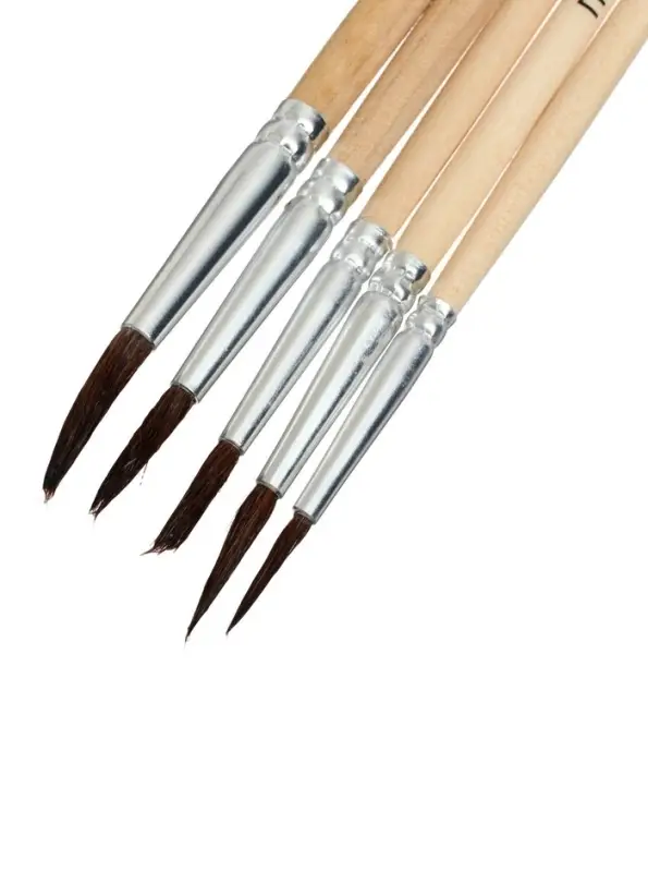 Набор кистей для рисования, пони, 5 штук: № 1, 2, 3, 4, 5, круглые, деревянная ручка, международный размер