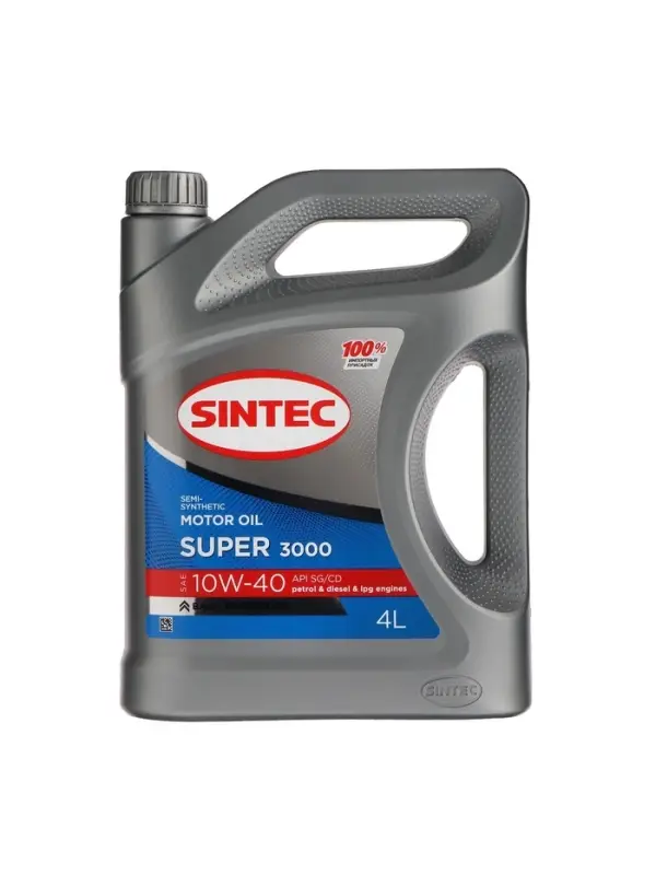Масло моторное Sintec Super 3000 10W-40, SG/CD, п/синтетическое, 4 л 600240
