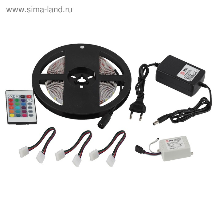 Комплект светодиодной ленты ЭРА, 12В, SMD5050, 5 м, IP20, с аксесс., пульт, 60 LED/м, RGB Комплект светодиодной ленты ЭРА, 12В, SMD5050, 5 м, IP20, с аксесс., пульт, 60 LED/м, RGB