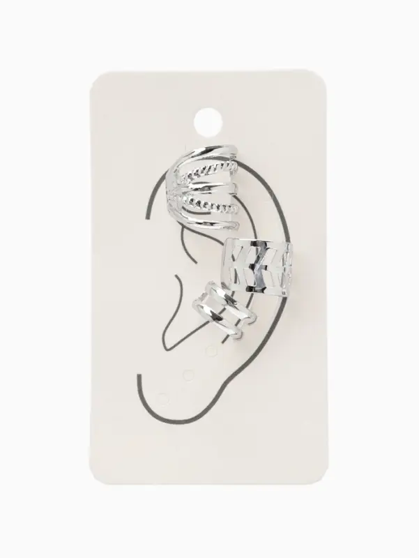 Серьги каффы &laquo;Узор&raquo;, набор 3 шт. цвет серебро