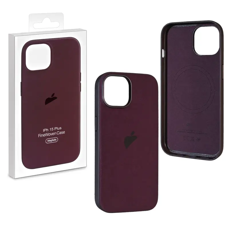 Чехол iPh 15 Plus Fine Woven Case 100% ORG Mulberry (MagSafe + анимация NFC Clear) c LOGO