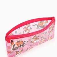 Косметичка - пенал на молнии, с ярким принтом, розовая