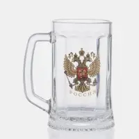 Пивная кружка &laquo;Герб России&raquo;, 500 мл, стекло, прозрачная