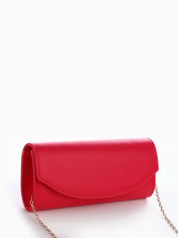 Сумка-клатч женская вечерняя на магните, на длинной цепочке, однотонная, фуксия