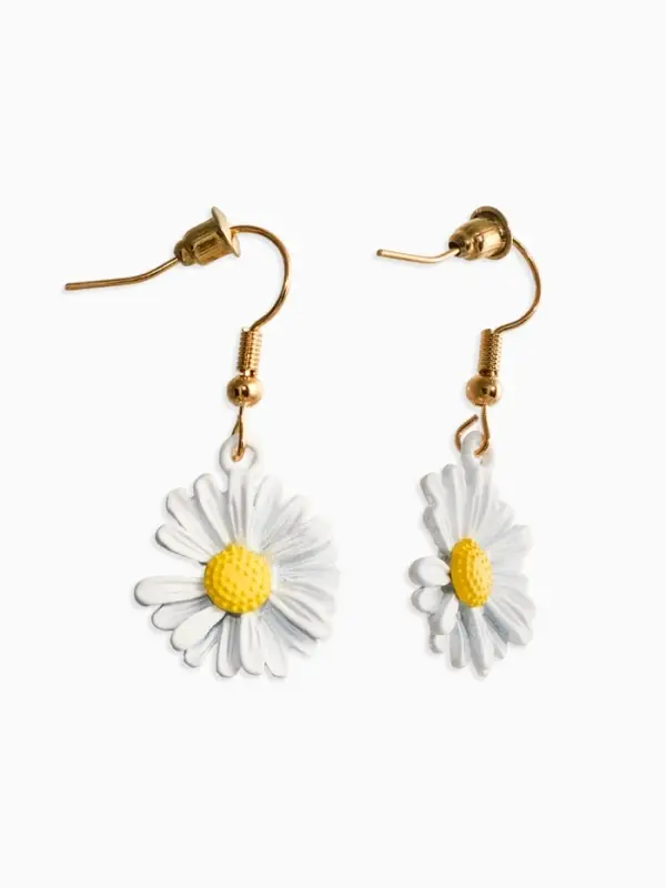Серьги металл &laquo;Ромашки&raquo;, жёлто-белые