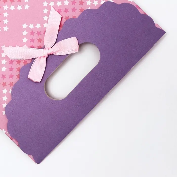 Подарочная коробка - пакет, упаковка с вырубной ручкой, «Розовые линии» , 14×6×21 см Подарочная коробка - пакет, упаковка с вырубной ручкой, «Розовые линии» , 14×6×21 см