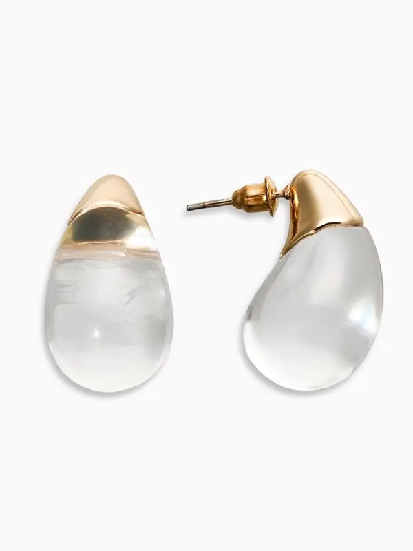 Серьги Серьги "Капли Бо", цвет прозрачный белый в золоте