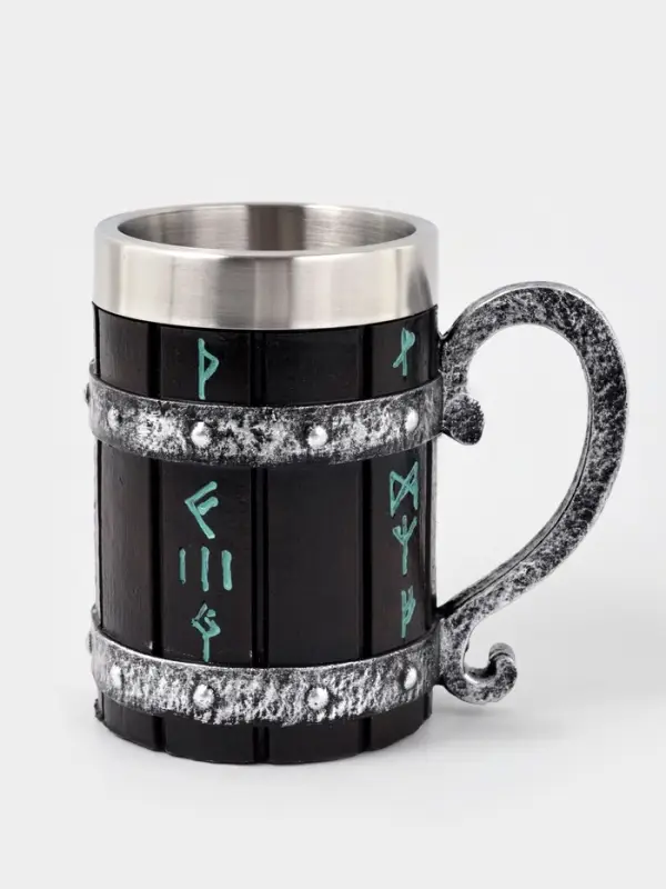 Кружка средневековая &laquo;Руны&raquo;, 600 мл, 15.5&times;10&times;14.5 см, нержавеющая сталь, чёрная