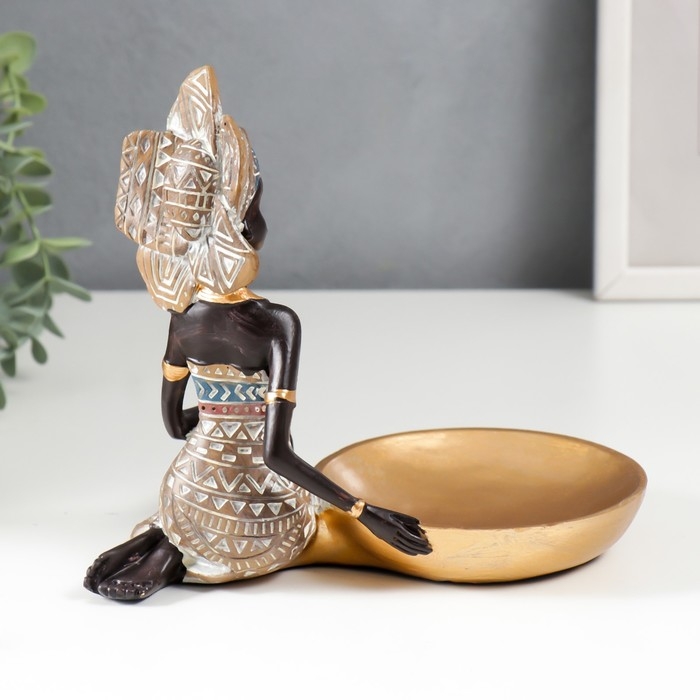 Сувенир полистоун подставка  Сувенир полистоун подставка "Африканка в головном уборе-веер"МИКС 18,5х20,5х13 см