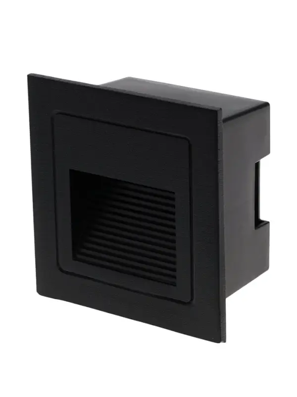 Встраиваемый светильник для лестницы, IP65, 3 Вт, 4000К, 68&times;68 мм, квадратный, чёрный, свечение нейтральное белое