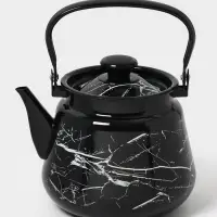 Чайник эмалированный &laquo;Чёрный мрамор&raquo;, 3.5 л, металлическая ручка