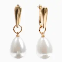 Серьги с жемчугом &laquo;Грейс&raquo;, пухлая капля, белые в золоте