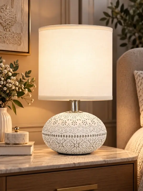 Лампа настольная RISALUX &laquo;Прованс&raquo;, E14, 40 Вт, белая, 13&times;13&times;23.5 см