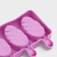 Форма для мороженого &laquo;Клубника со сливками&raquo;, силикон, 19.5&times;11.5 см, 4 ячейки (6.7&times;3.7 см), МИКС