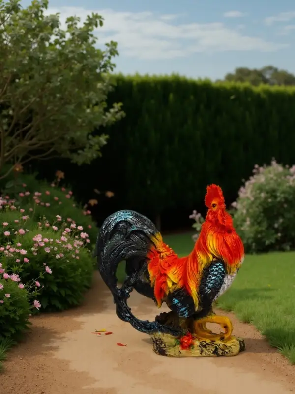 Садовая фигура из полистоуна &laquo;Петух андалузский&raquo;, 42&times;20&times;38 см
