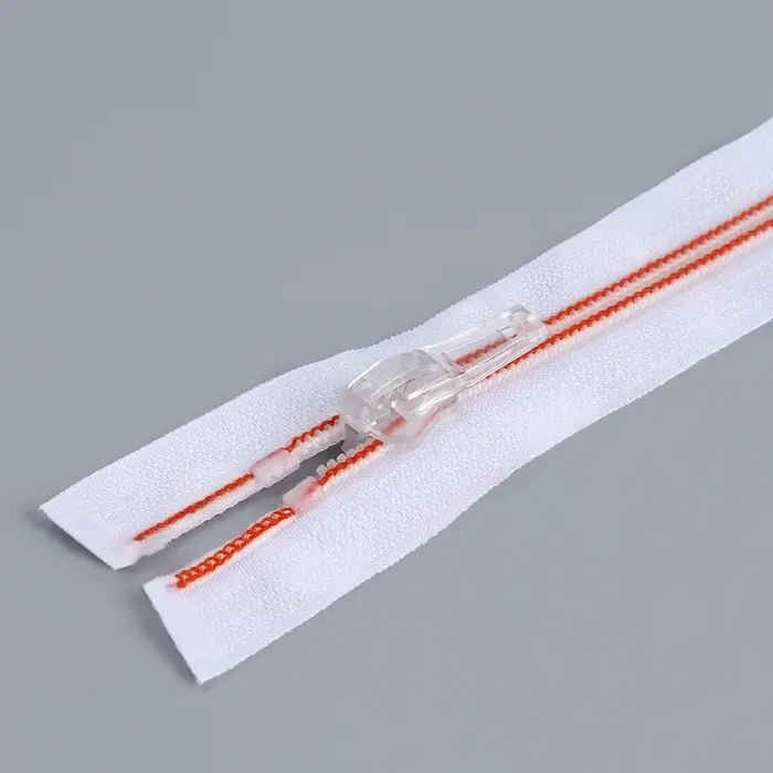 Молния «Спираль», №5, разъёмная, замок автомат, 70 см, белая, розовая Молния «Спираль», №5, разъёмная, замок автомат, 70 см, белая, розовая