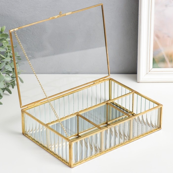 Шкатулка-органайзер стекло для мелочей Шкатулка-органайзер стекло для мелочей "Волны" 6х16,5х23 см