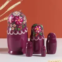 Матрёшка дерево &laquo;Любовь&raquo;, сиреневый платок, 5-кукольная, 19 см