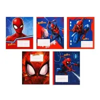 Тетрадь в клетку 12 листов, 5 видов МИКС, обложка мелованный картон, &laquo;Человек-паук&raquo;