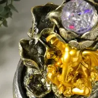 Фонтан настольный от сети, подсветка "Ганеша у цветущим лотосом" 16х16х23 см