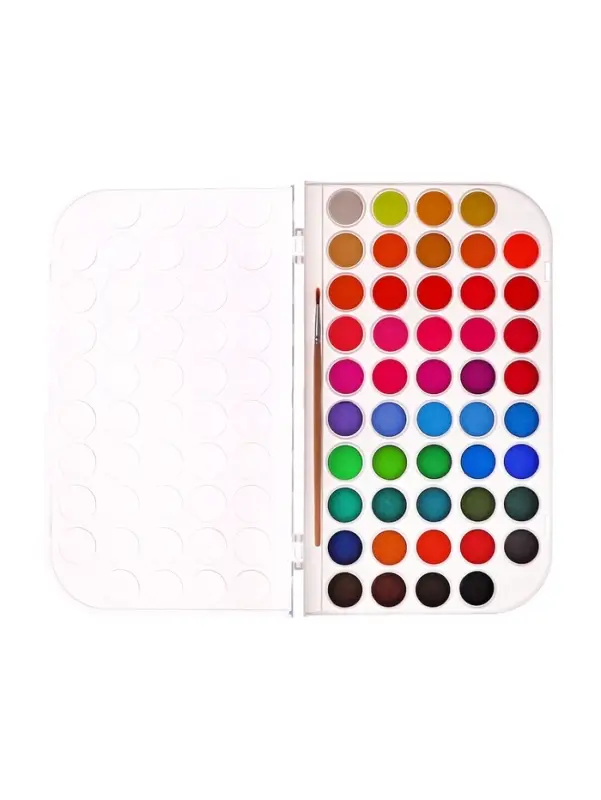 Краски акварельные 48 цветов, круглые, диаметр кюветы 23 мм, с кистью, пластиковый пенал, CALLIGRATA TOP