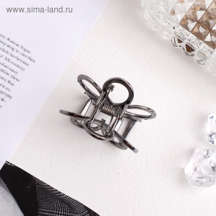 Краб для волос Краб для волос "Либерти" цветок, 4 см, тёмное серебро