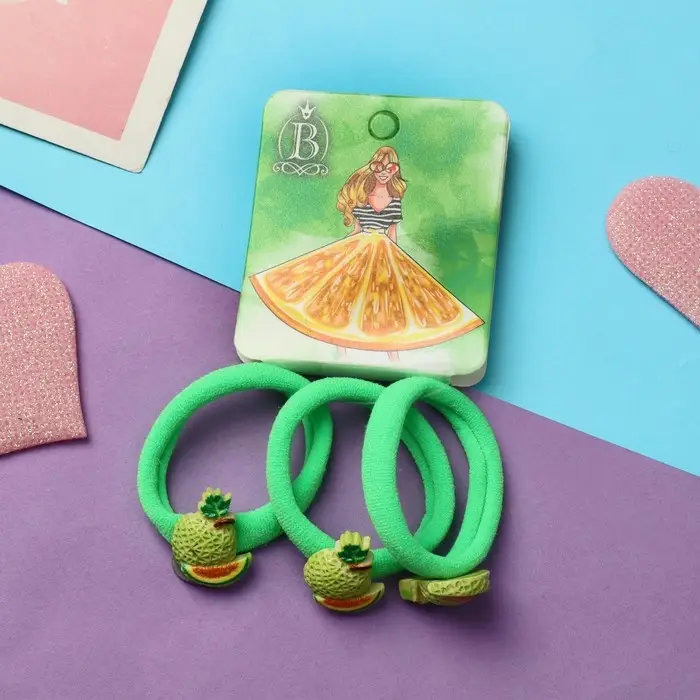 Резинка для волос  Резинка для волос "Сочное лето" (набор 3 шт) личи, 4 см, зелёный