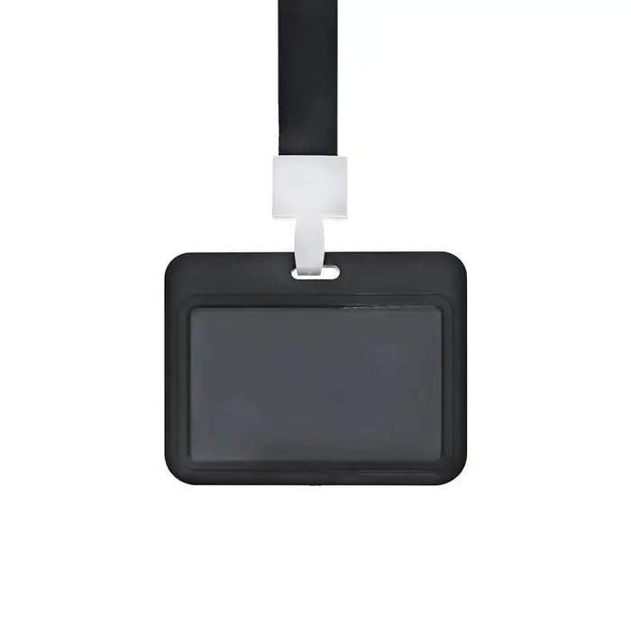 Бейдж горизонтальный, внешний 100&times;80 мм, внутренний 52&times;82 мм, лента 42 см, Кот