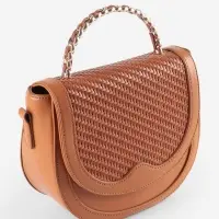 Ручка для сумки, металлическая, с винтами для крепления, 12.8&times;6.5 см, цвет золотой, коричневый