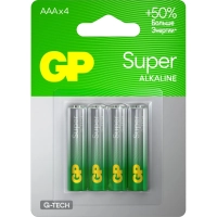 Батарейка GP Super AAA/LR03/24A 24A-2CR4/24AA21-2CRSBC4 алкалин., бл/4