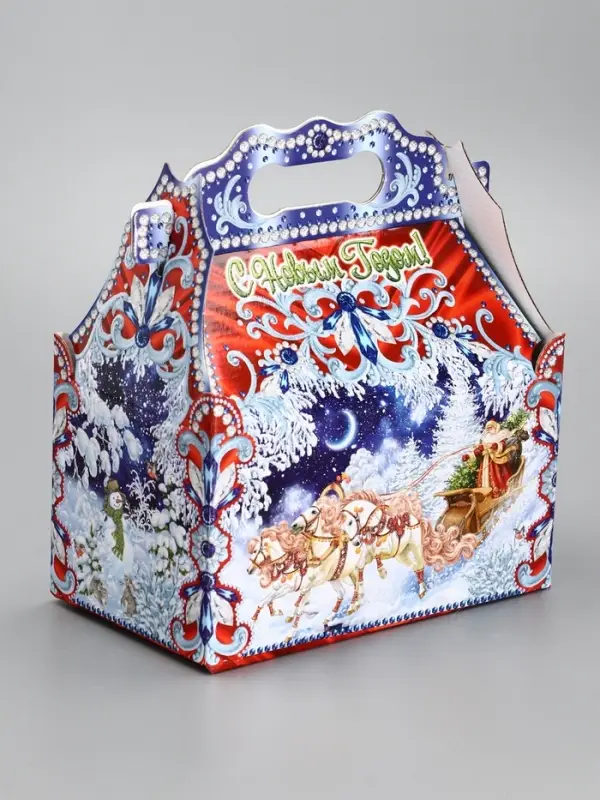 Подарочная новогодняя коробка «Зимпяя тройка в синем» 20×12×19 см Подарочная новогодняя коробка «Зимпяя тройка в синем» 20×12×19 см