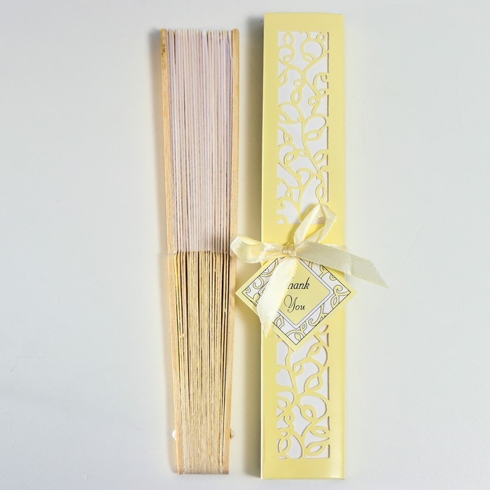 Веер бамбук, текстиль h=21 см  Веер бамбук, текстиль h=21 см "Моноцвет" в коробке, бежевый