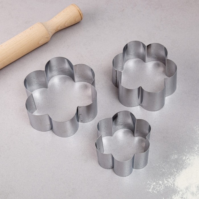 Набор форм для выпечки и выкладки «Цветок», 12×12×5 см, нержавеющая сталь, 3 шт. Набор форм для выпечки и выкладки «Цветок», 12×12×5 см, нержавеющая сталь, 3 шт.